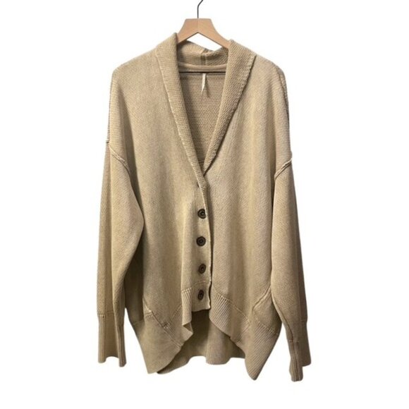 Free People Oversized Button Front Chamomile Cardigan Medium Neutral - Picture 1 of 16